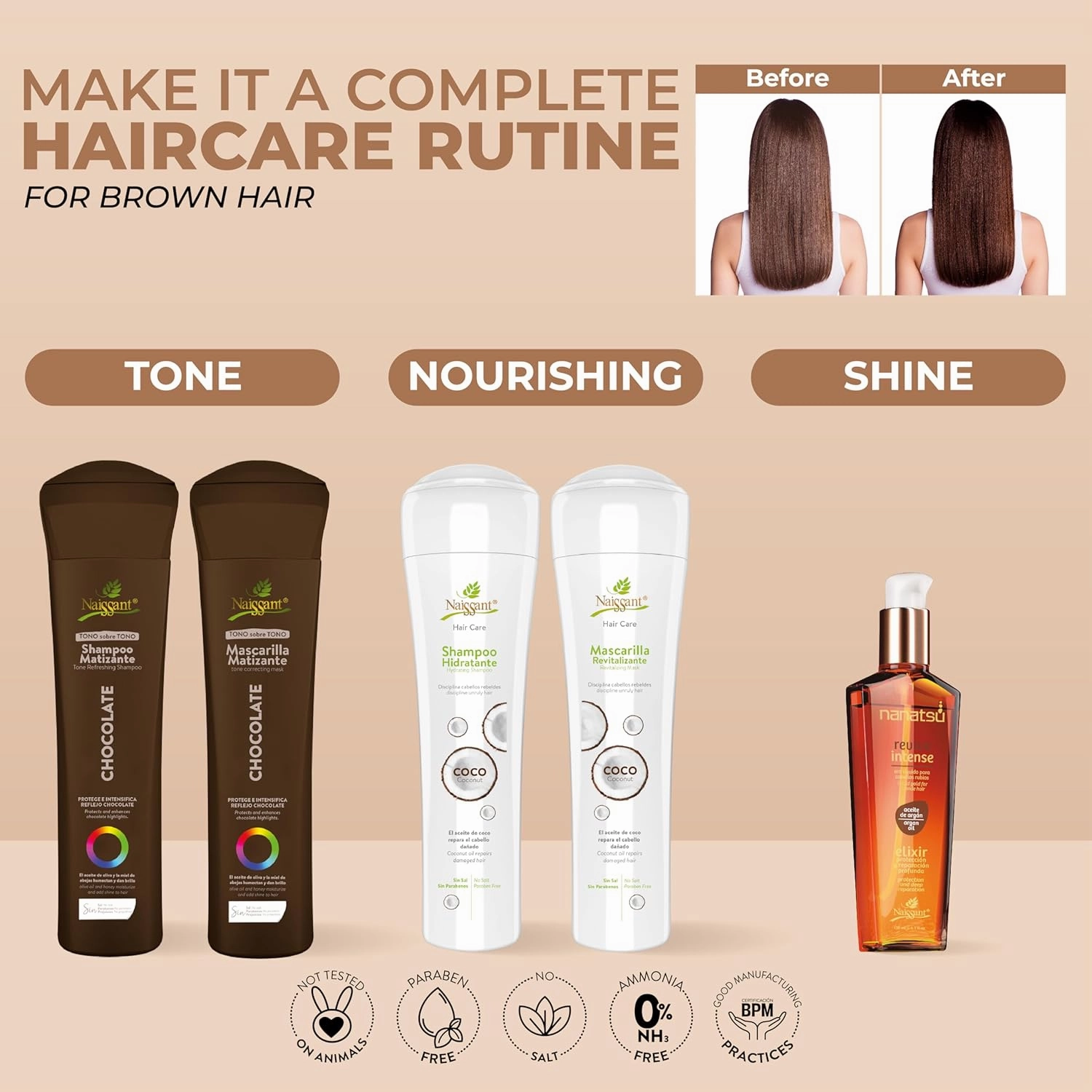 Naissant Copper Chocolate Hair Toning Mask | Color Depositing | Moisturize & Refresh & Neutralize Brassy Tones |Paraben,Ammonia & Sulfate Free | Pro-Vitamin B5,Olive Oil & Honey (Chocolate) 10.1 Fl Oz