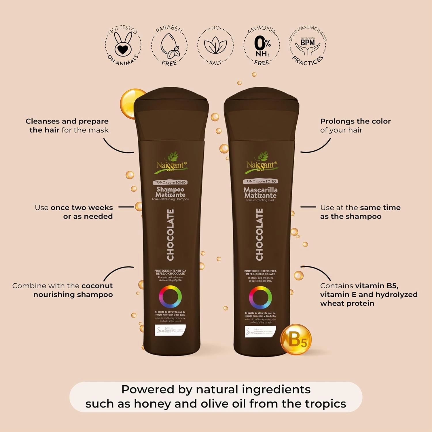 Naissant Copper Chocolate Hair Toning Mask | Color Depositing | Moisturize & Refresh & Neutralize Brassy Tones |Paraben,Ammonia & Sulfate Free | Pro-Vitamin B5,Olive Oil & Honey (Chocolate) 10.1 Fl Oz