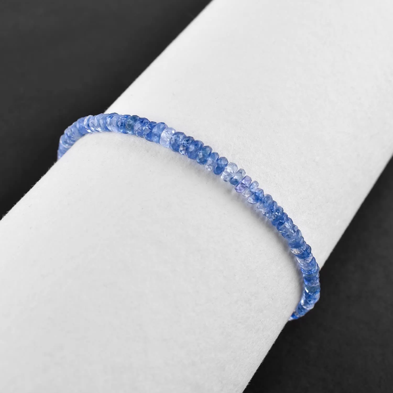 Natural Ceylon Blue Sapphire Gemstone Beaded Bolo Bracelets 925 Sterling Silver Rhodium Plated Statement Chakra Healing Birthstone Zodiac Adjustable Slider Chain Jewelry Gift for Women