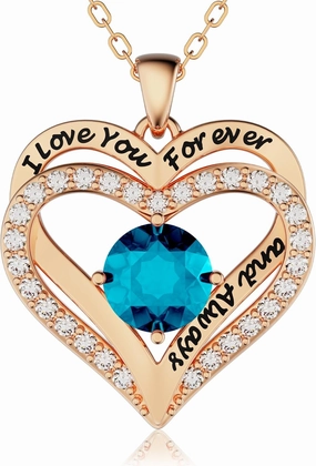 Necklaces for Women, Jewelry for Women with S925 Sterling Silver Rose Gold, Forever Love Heart Pendant Necklace Valentine's Day Birthday Mother's Day Gifts for Girlfriend Mom Sister Her