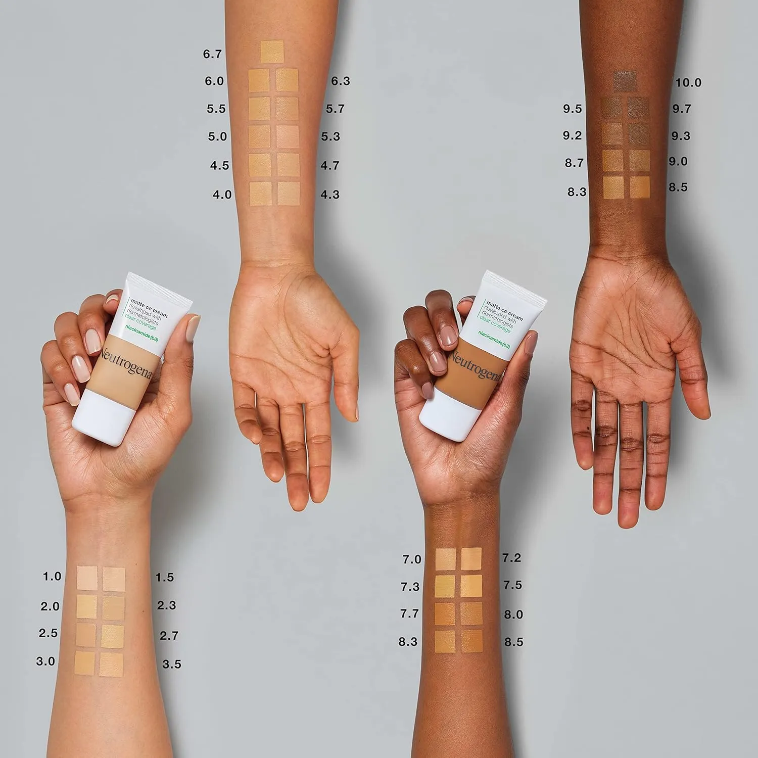Neutrogena Clear Coverage Flawless Matte CC Cream, Full-Coverage Color Correcting Cream Face Makeup with Niacinamide (b3), Hypoallergenic, Oil Free & Fragrance Free, Barley Beige, 1 oz