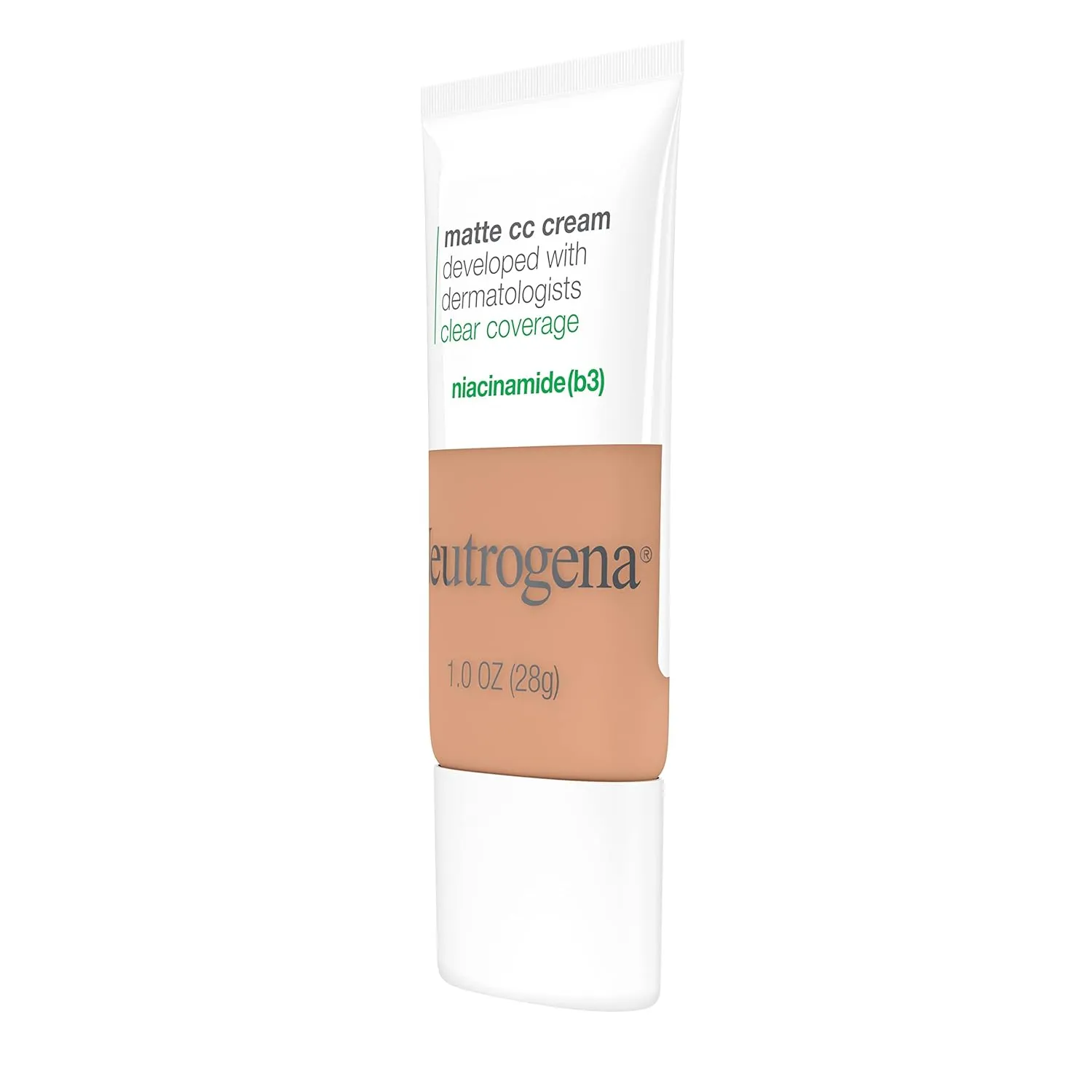 Neutrogena Clear Coverage Flawless Matte CC Cream, Full-Coverage Color Correcting Cream Face Makeup with Niacinamide (b3), Hypoallergenic, Oil Free & Fragrance Free, Warm Linen, 1 oz