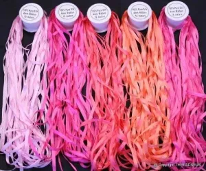 New 7mm Size ThreadNanny 5 Spools of 100% Pure Silk Ribbons - Pink Tones - 50 MTS x 7mm
