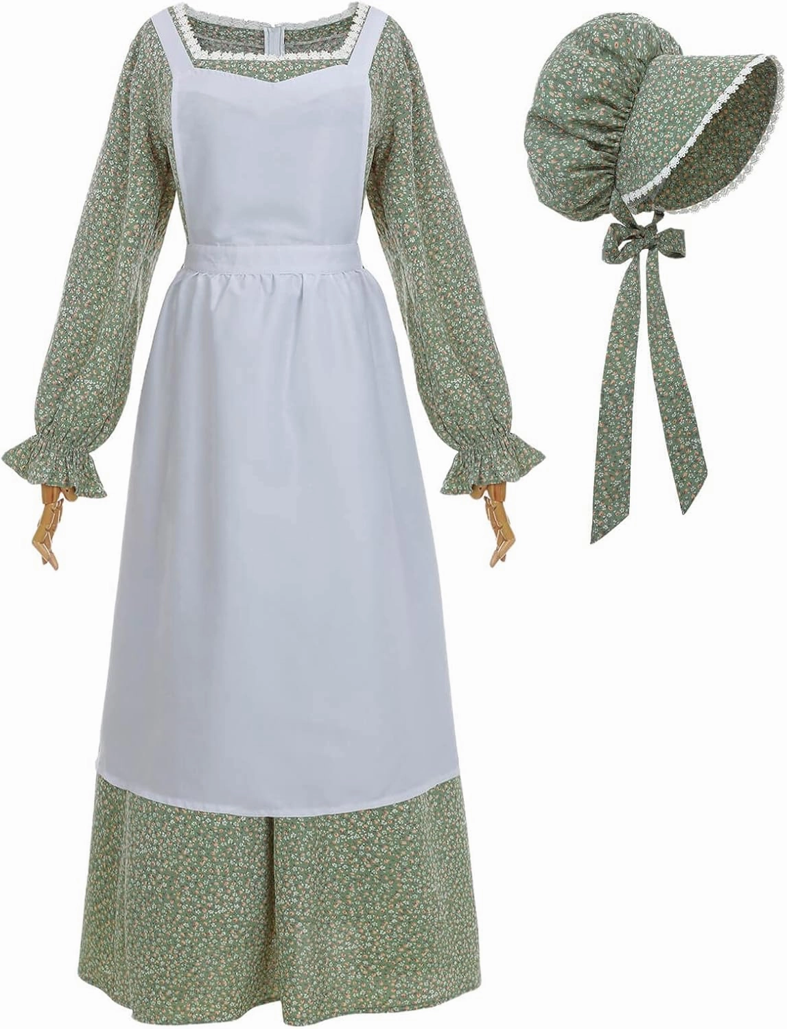 Nuoqi Women's Prairie Dress - American Colonial Pioneer Adult Historical 1800s Amish Dress