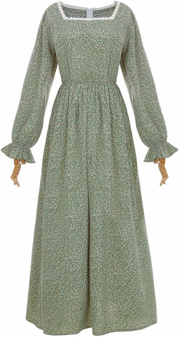 Nuoqi Women's Prairie Dress - American Colonial Pioneer Adult Historical 1800s Amish Dress