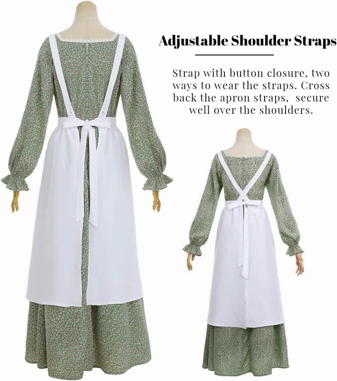 Nuoqi Women's Prairie Dress - American Colonial Pioneer Adult Historical 1800s Amish Dress