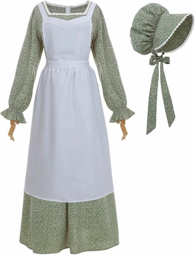 Nuoqi Women's Prairie Dress - American Colonial Pioneer Adult Historical 1800s Amish Dress
