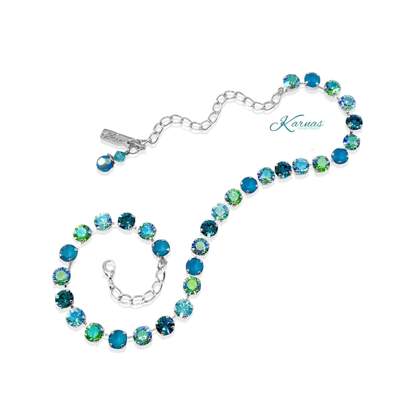 OCEAN TROPIC 8mm Necklace *Made With K.D.S. Premium Crystal *Pick your Finish *Karnas Design Studio™ (Bright Shiny Silver (shown))