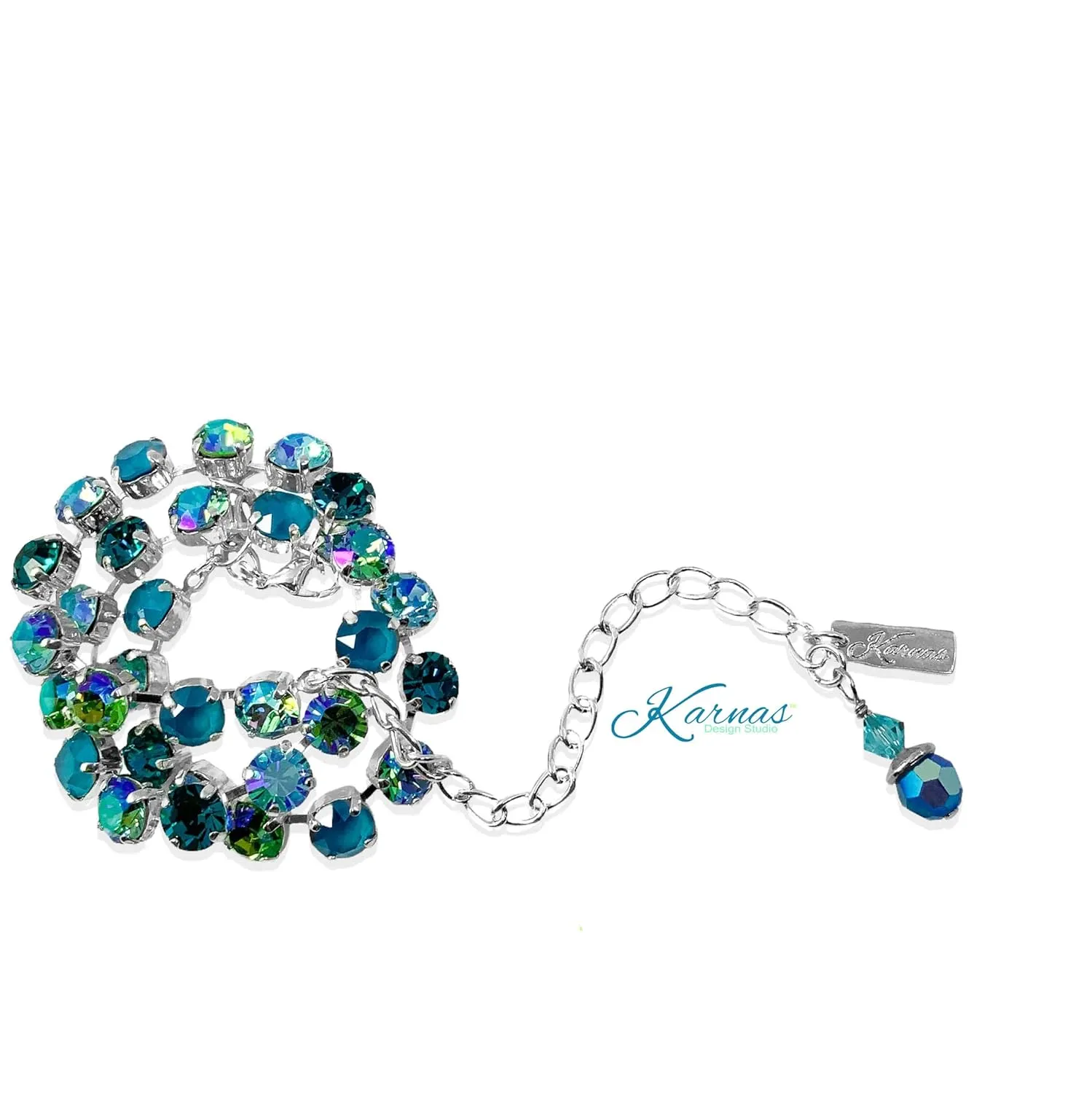 OCEAN TROPIC 8mm Necklace *Made With K.D.S. Premium Crystal *Pick your Finish *Karnas Design Studio™ (Bright Shiny Silver (shown))