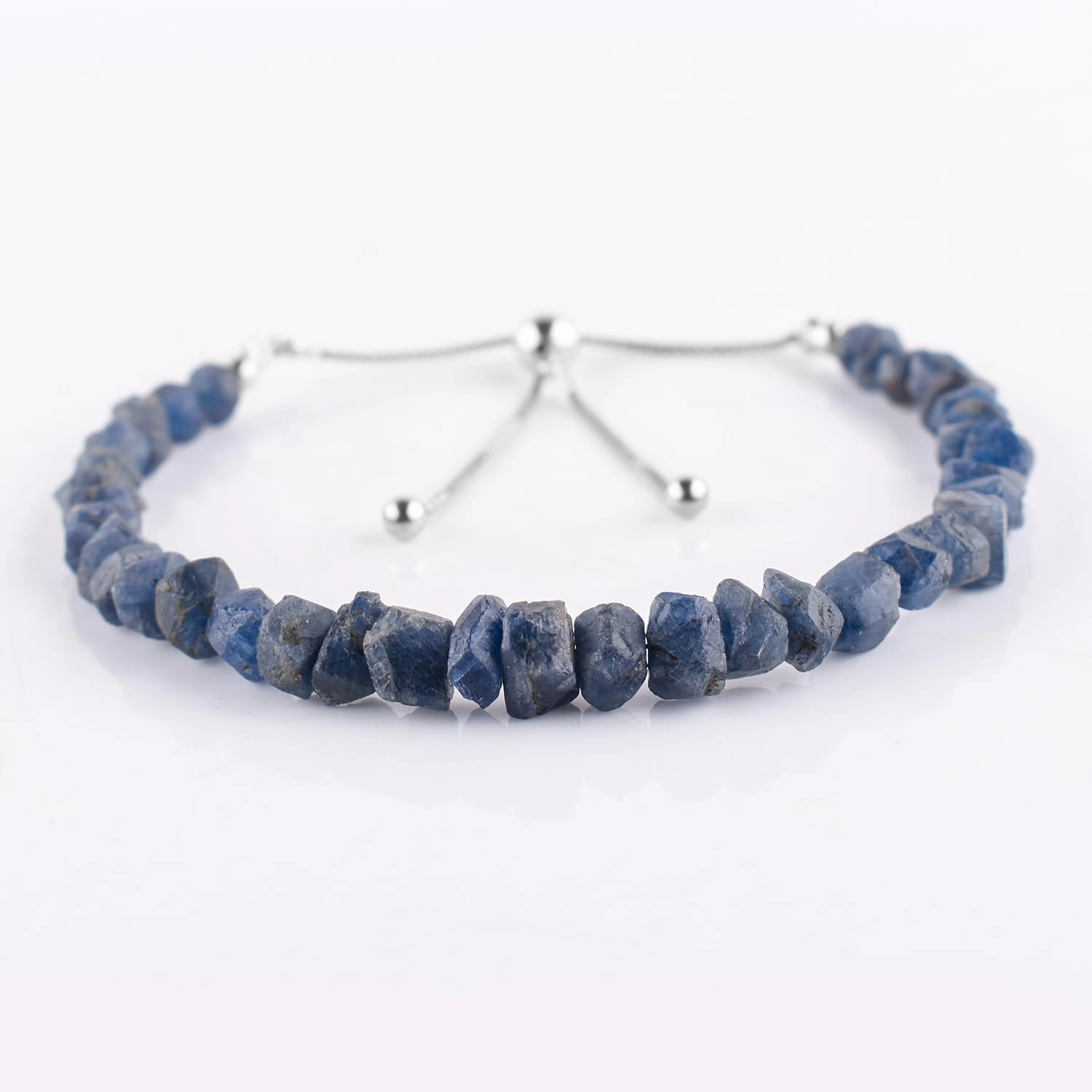 OdrillionGems Natural Raw Blue Sapphire Gemstones Bolo Bracelet, Rough Stones, Healing Crystals, 925 Sterling Silver, Handmade, Birthstones, Adjustable Slider, Women Jewelry, Valentine Gifts, 10inch