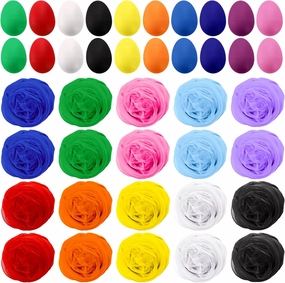 Okllen Set of 40 Plastic Egg Shakers and Silk Dance Scarves, 20 Pc Musical Instruments Eggs, 20 Pcs Music Scarves for Kids Play Musical Maracas Percussion Instrument