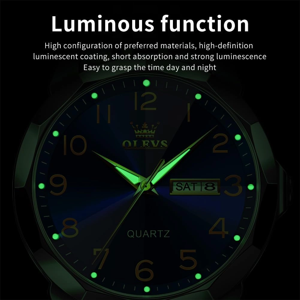 OLEVS Watch for Men Business Dress Diamond Analog Quartz Date Luxury Classic Stainless Steel Waterproof Luminous Two Tone Wrist Watch