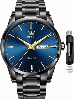 OLEVS Watch for Men Business Dress Diamond Analog Quartz Date Luxury Classic Stainless Steel Waterproof Luminous Two Tone Wrist Watch