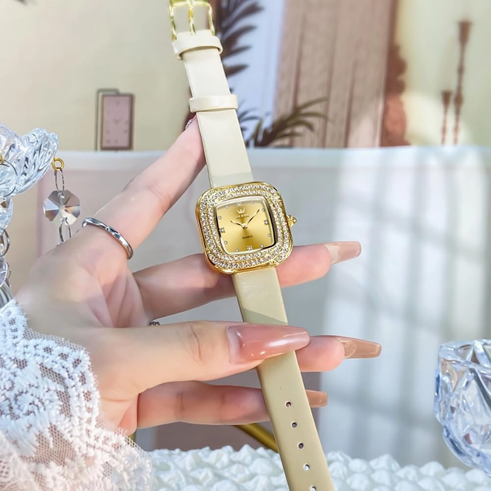 OLEVS Women's Business Dress Watches for Ladies Female Brown Leather Strap Small Face Dress Analog Quartz Wrist Watch with Calendar Day Date Waterproof Luminous Gift Classic Casual Retro Band