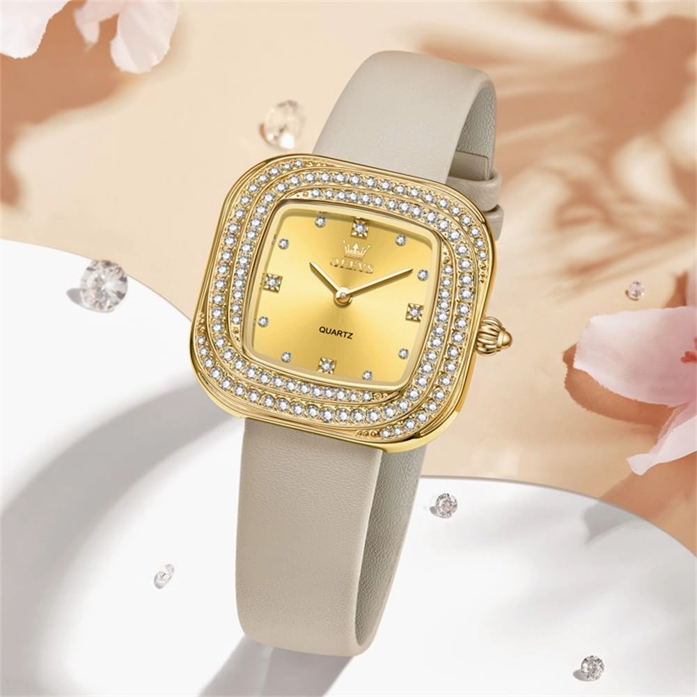 OLEVS Women's Business Dress Watches for Ladies Female Brown Leather Strap Small Face Dress Analog Quartz Wrist Watch with Calendar Day Date Waterproof Luminous Gift Classic Casual Retro Band