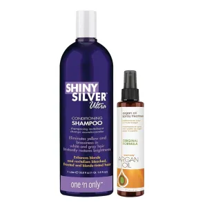 one 'n only Shiny Silver Ultra Conditioning Shampoo Bundle with Argan Oil Spray Treatment