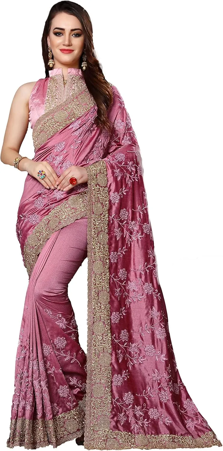 Onex Silk Saree Wine Color Heavy Resham and Zari Embroidery Work Sari with Unstitched Blouse