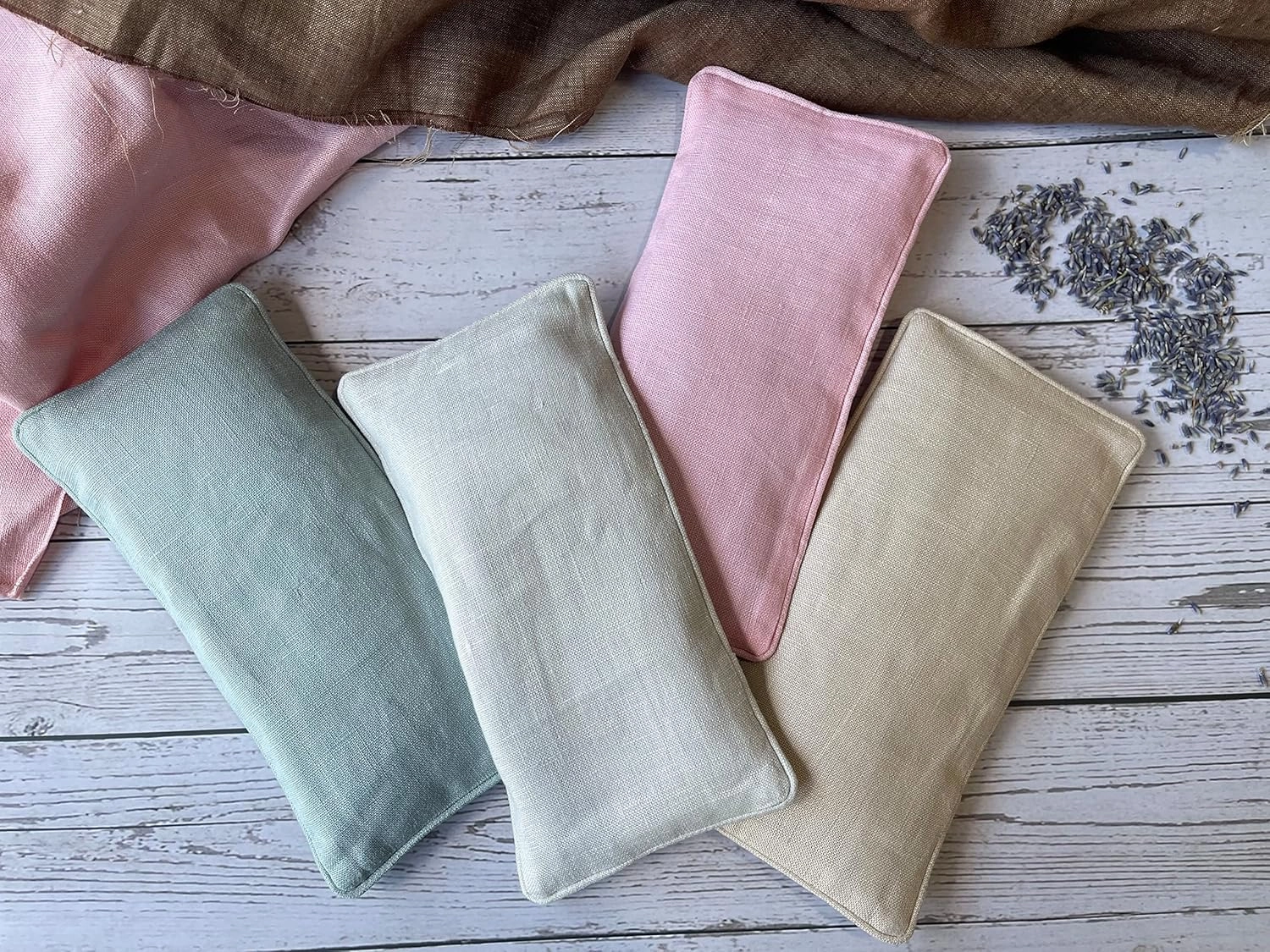 Organic Linen Eye Pillow - Lavender & Flaxseed for Relaxation, Yoga, Stress Relief - Microwavable Heating Pad & Cool Compress - Made in USA - Gifts for Meditation - (Unscented)