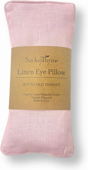 Organic Linen Eye Pillow - Lavender & Flaxseed for Relaxation, Yoga, Stress Relief - Microwavable Heating Pad & Cool Compress - Made in USA - Gifts for Meditation - (Unscented)