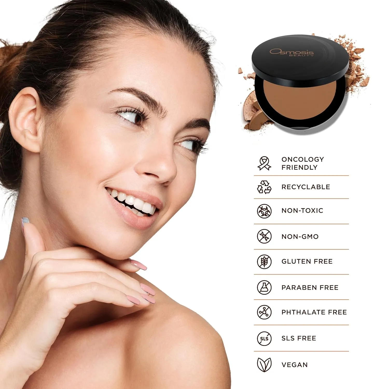 Osmosis Mineral Pressed Base Foundation, Lightweight Powder Makeup, Medium To Full Coverage, Matte Finish, 8 Shades