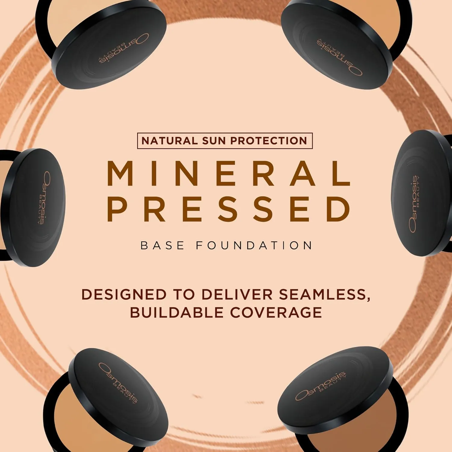 Osmosis Mineral Pressed Base Foundation, Lightweight Powder Makeup, Medium To Full Coverage, Matte Finish, 8 Shades