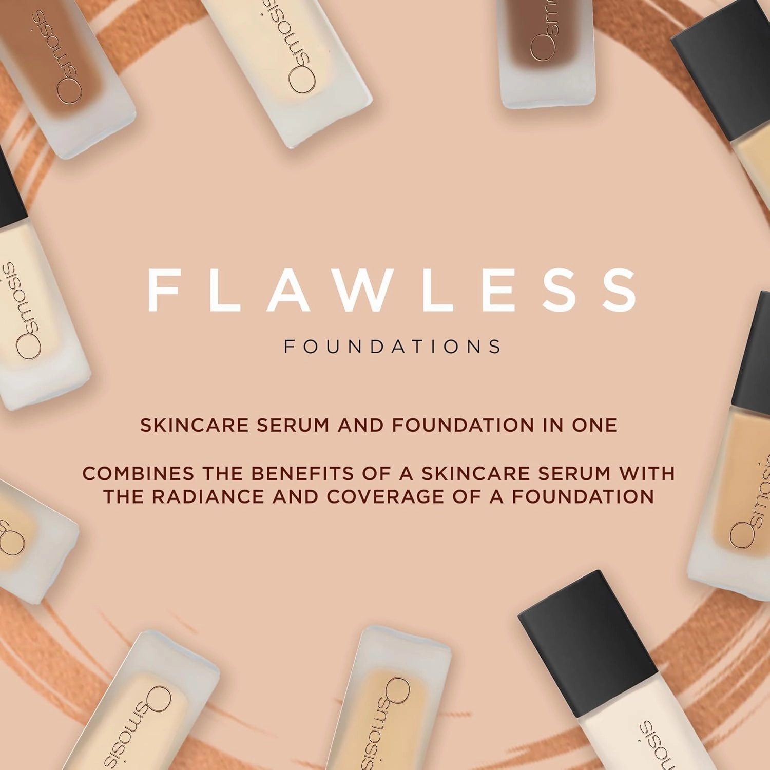 Osmosis Flawless Foundation, Lightweight Liquid Makeup, Medium To Full Coverage, Matte Finish, 10 Shades, 1 Fl Oz