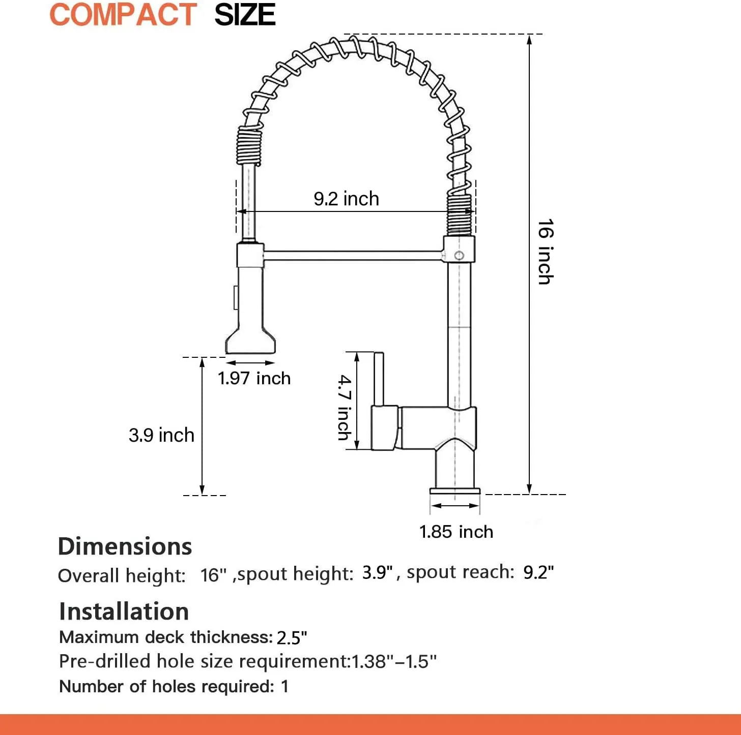 OWOFAN Low Lead Modern Single Handle Pull Down Sprayer Spring Kitchen Faucet, Brass Black&Brushed Nickel Kitchen Sink Faucets
