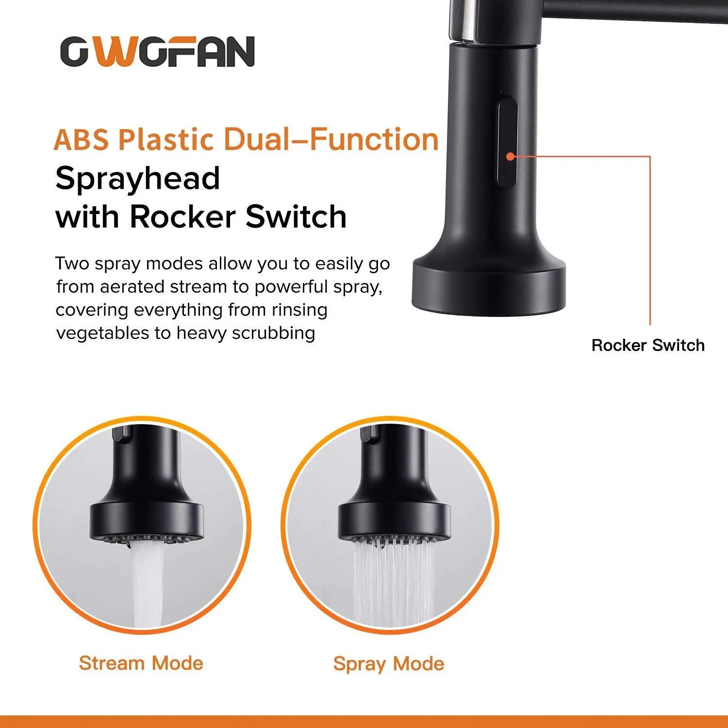 OWOFAN Low Lead Modern Single Handle Pull Down Sprayer Spring Kitchen Faucet, Brass Black&Brushed Nickel Kitchen Sink Faucets