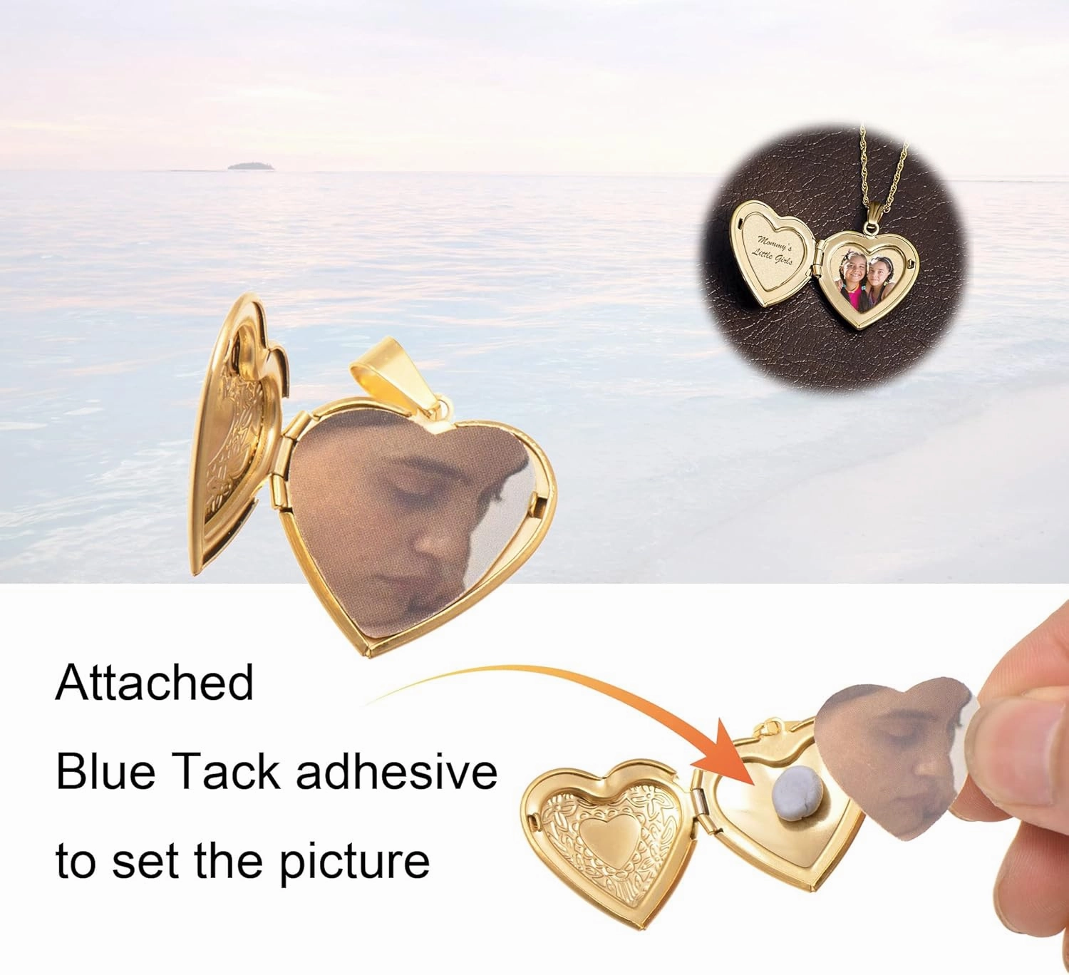 Paialco Stainless Steel Heart Shaped Locket Pendant Necklace for Women