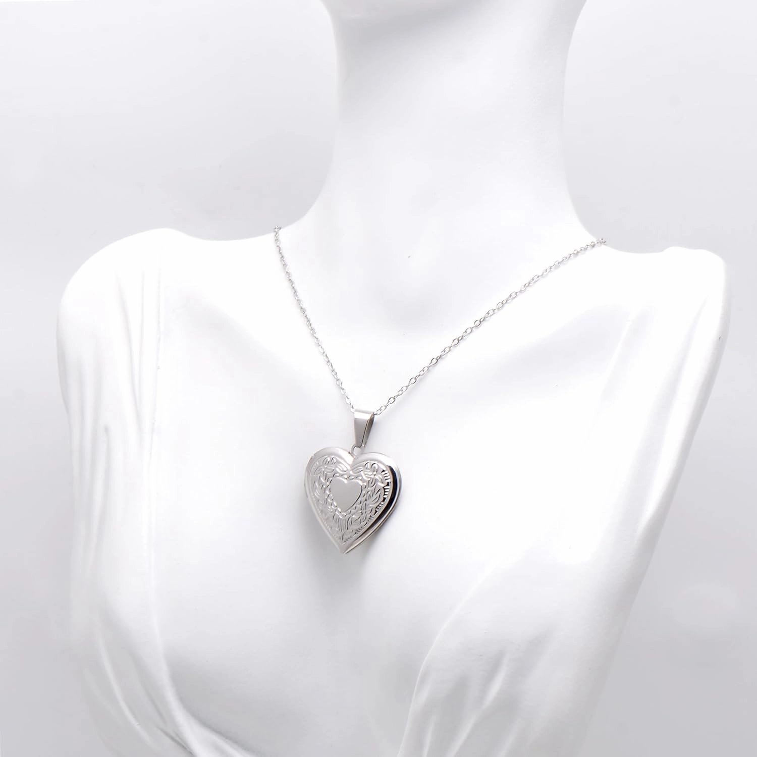 Paialco Stainless Steel Heart Shaped Locket Pendant Necklace for Women