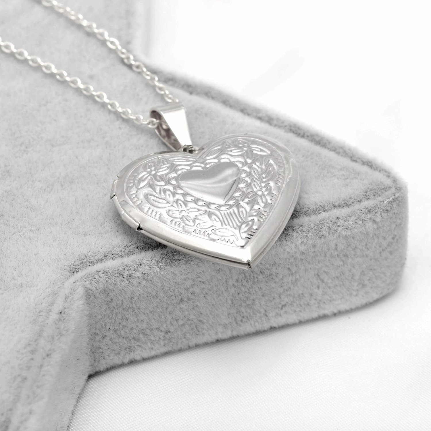 Paialco Stainless Steel Heart Shaped Locket Pendant Necklace for Women