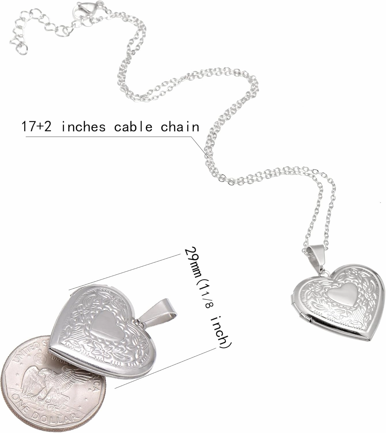 Paialco Stainless Steel Heart Shaped Locket Pendant Necklace for Women