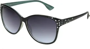 Panama Jack Women's Blue & Silver Flash Cat Eye Cateye Sunglasses, Shiny Black Crystal, 60