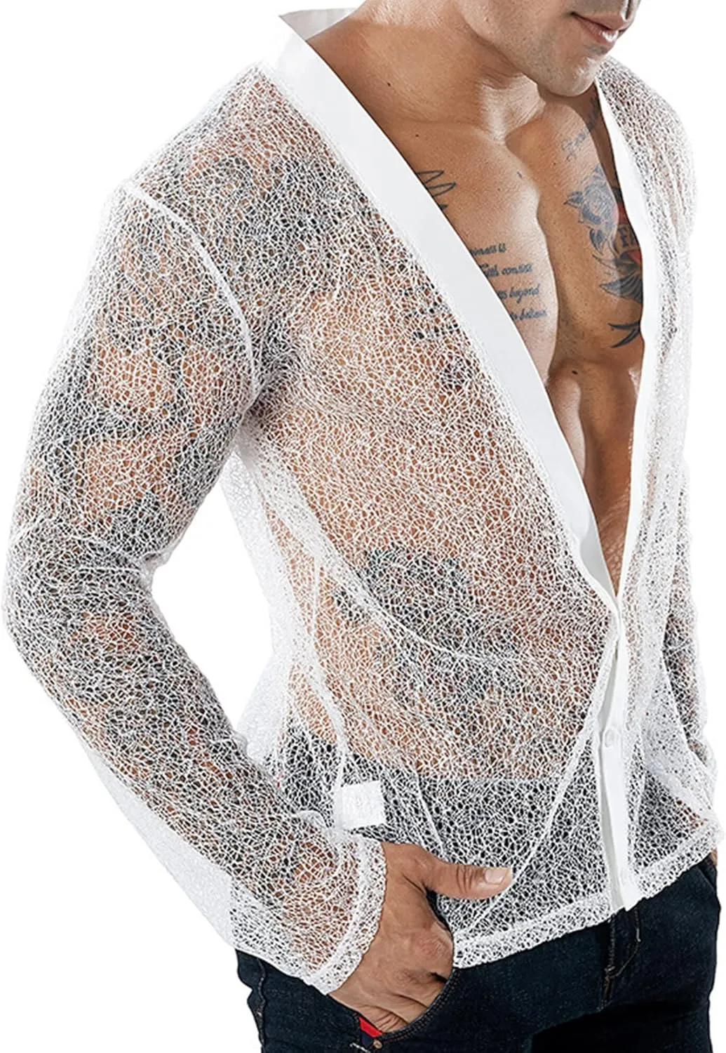 Panegy Men's Sheer Mesh See Through Tshirt Workout Gym Muscle Shirts Party Club Rave Disco Tank Top Tee