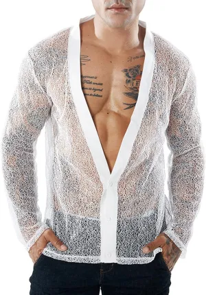 Panegy Men's Sheer Mesh See Through Tshirt Workout Gym Muscle Shirts Party Club Rave Disco Tank Top Tee