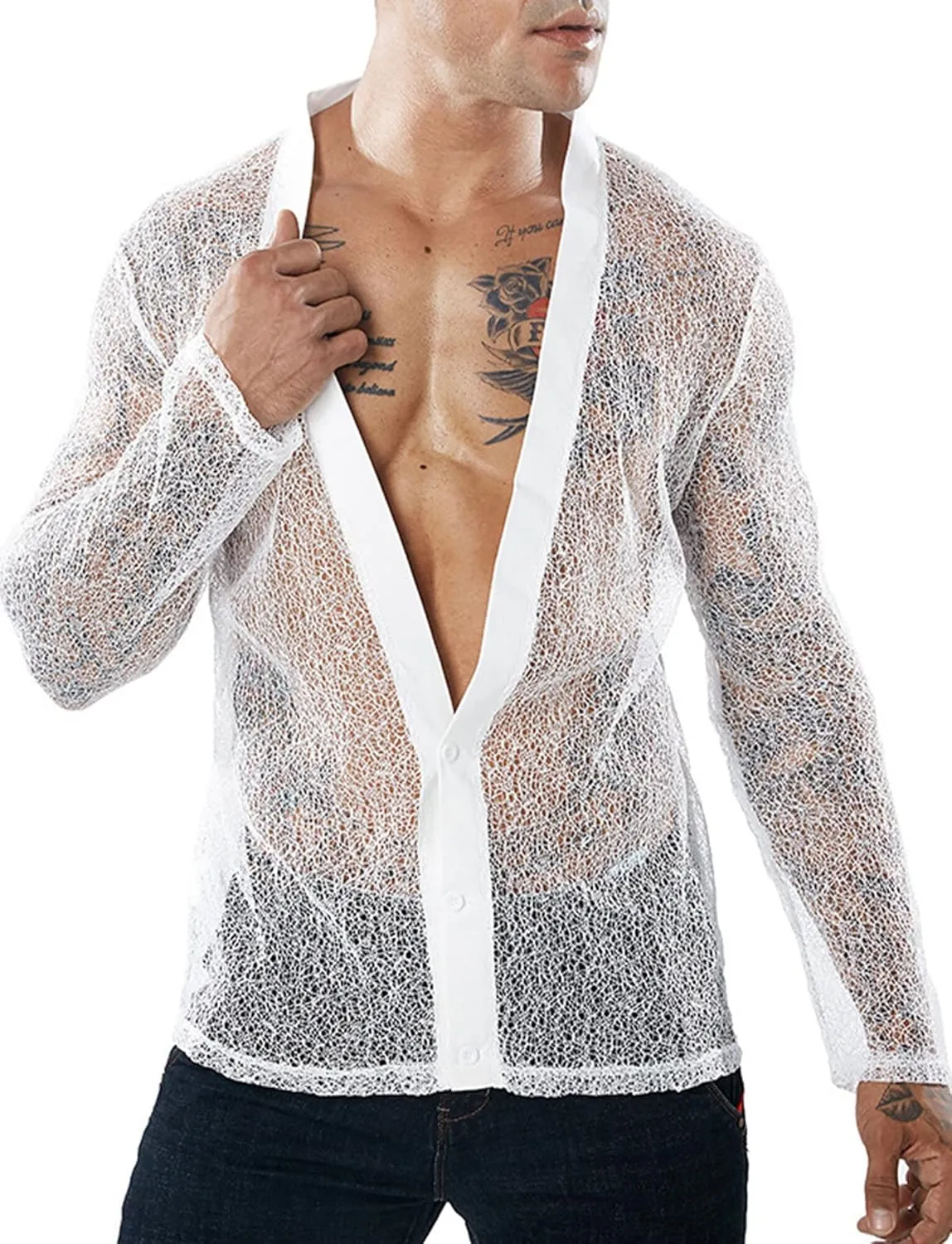Panegy Men's Sheer Mesh See Through Tshirt Workout Gym Muscle Shirts Party Club Rave Disco Tank Top Tee