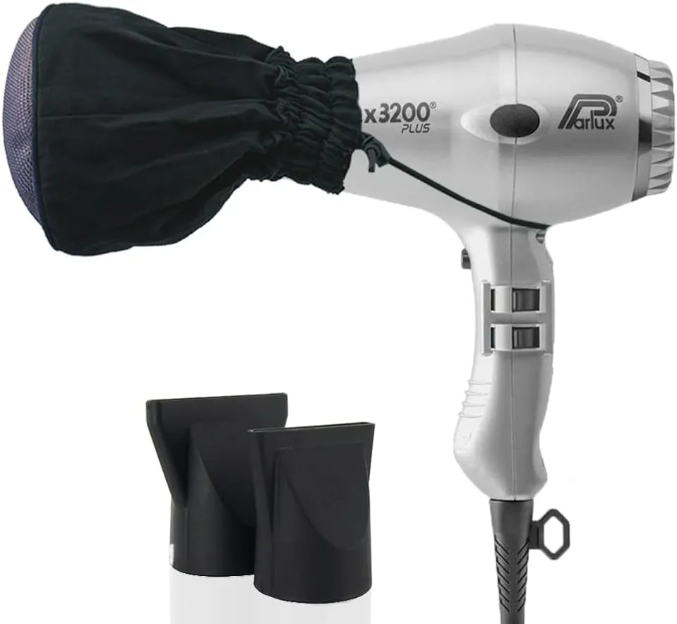 Parlux 3200 Plus Silver Hair Dryer   M Hair Designs Metal Mesh Diffuser (Bundle) – Professional Ionic Blow Dryer for Fast Drying, Frizz Control & Voluminous Styling