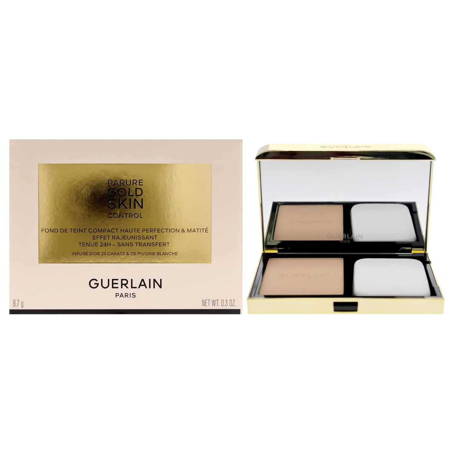 Parure Gold Skin Control Matte Compact Foundation - 2N Light Skin with Neutral Beige Undertones by Guerlain for Women - 0.3 oz Foundation