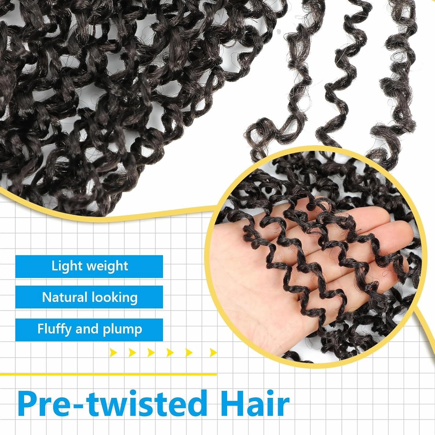 Passion Twsit Hair 14 Inch - 1B Yankee Twist Crochet Hair 10Packs Passion Twist Braiding Hair Prelooped Mini Spring Twist Crochet Hair for Black Women(14 Inch,1B)