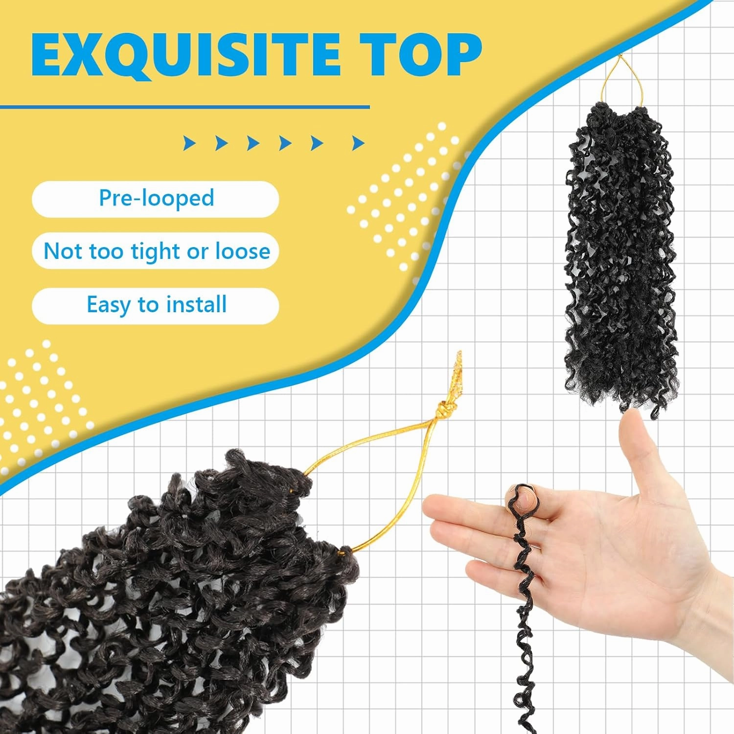 Passion Twsit Hair 14 Inch - 1B Yankee Twist Crochet Hair 10Packs Passion Twist Braiding Hair Prelooped Mini Spring Twist Crochet Hair for Black Women(14 Inch,1B)