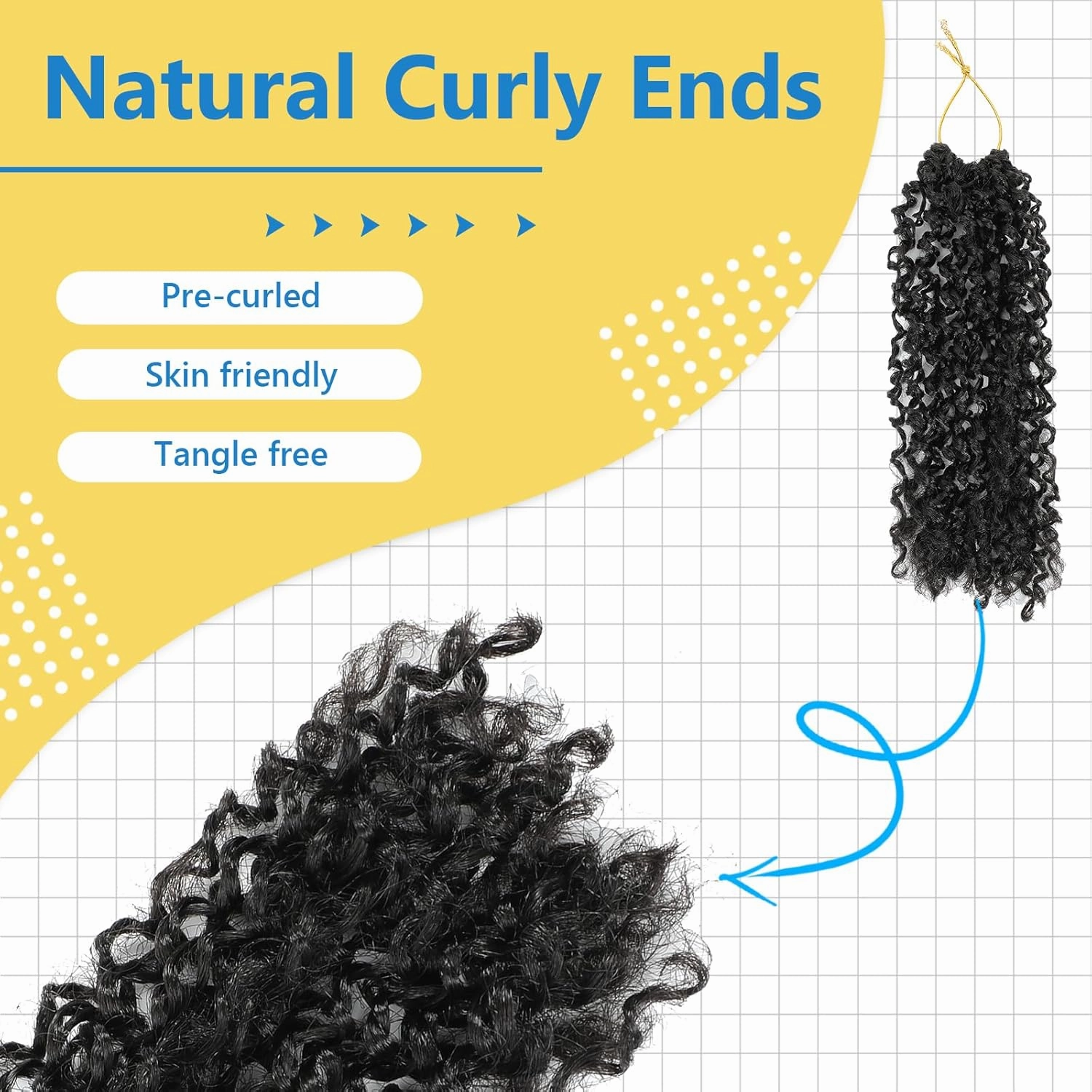 Passion Twsit Hair 14 Inch - 1B Yankee Twist Crochet Hair 10Packs Passion Twist Braiding Hair Prelooped Mini Spring Twist Crochet Hair for Black Women(14 Inch,1B)