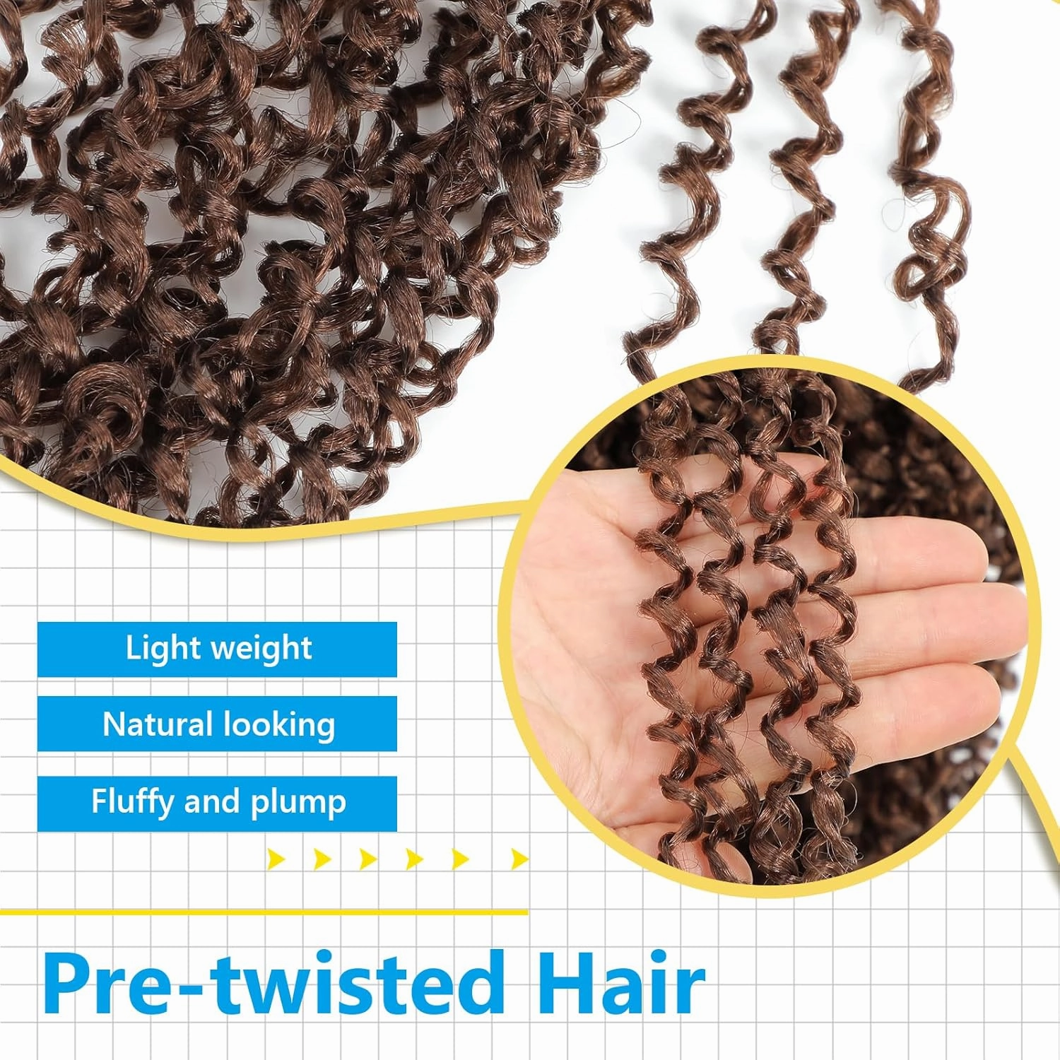Passion Twsit Hair 8 Inch - 30# Yankee Twist Crochet Hair 10Packs Passion Twist Braiding Hair Prelooped Mini Spring Twist Crochet Hair for Black Women(8 Inch,30#)