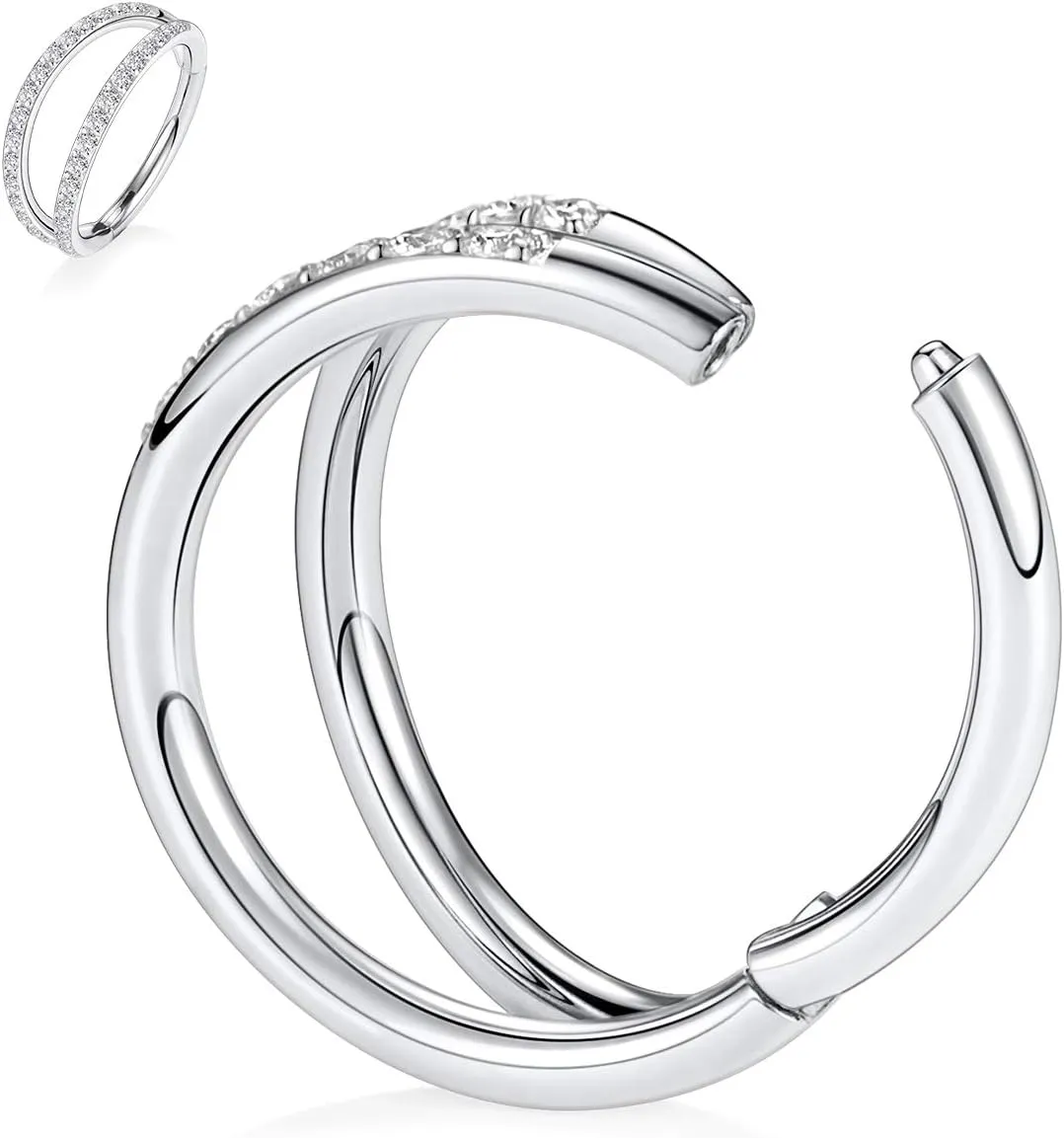 PEAKLINK 20G 18G 16G Double Nose Hoop Ring Helix Cartilage Conch Earring 316L Surgical Steel Septum Jewelry Seamless Tragus Rook Daith Lobe Lip Nose Piercing 6 8 10 12mm