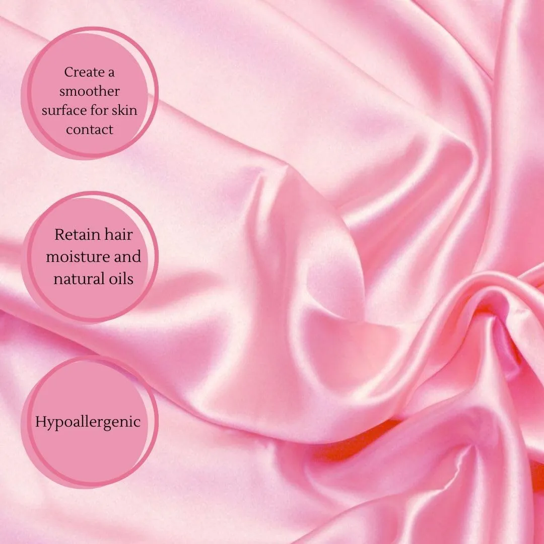 Peca Daily Real Silk Pillowcases 3-Pack - Mulberry Silk Pillow Case, Scrunchie & Eye Mask for Hair & Skin; Silk Pillow Cases Standard Size 100% Silk Pillowcases for Curly Hair-Pink Set