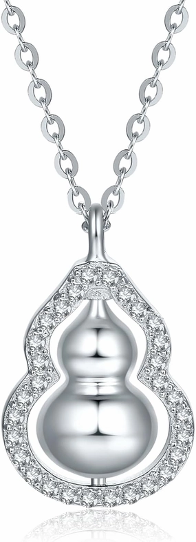Pendant Necklaces for Women Silver Gourd Cubic Zirconia Chain Necklace Rotatable Dainty Necklace Gifts Mom Mother Lover