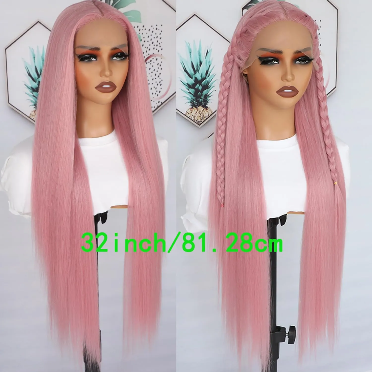 Pink Lace Front Wigs Pre Plucked Ready to Wear Wigs Long Straight Wigs Glueless Dark Pink Wig Wear and Go Wig Heat Resistant Synthetic Lace Front Wig for Black Women