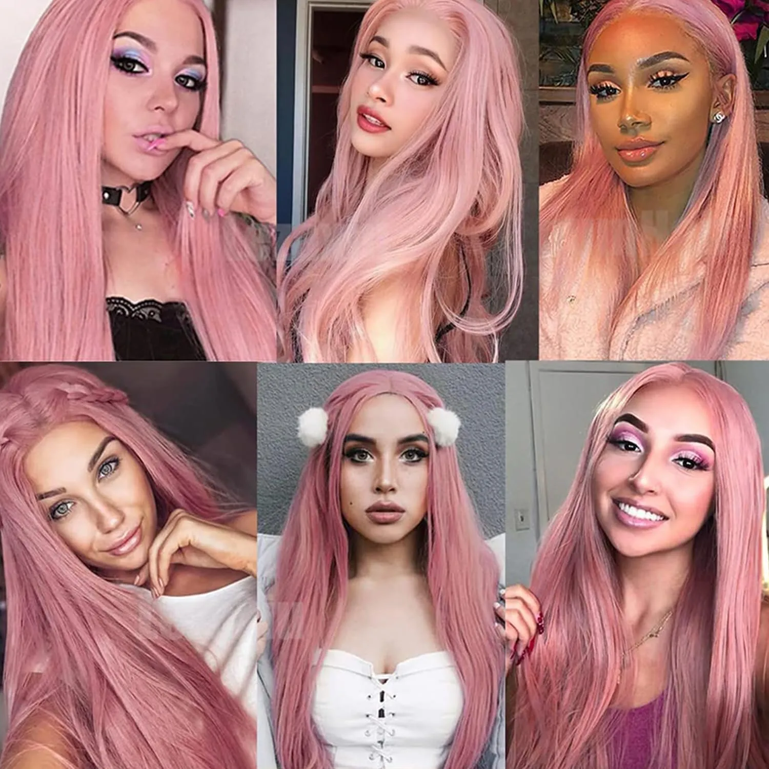 Pink Lace Front Wigs Pre Plucked Ready to Wear Wigs Long Straight Wigs Glueless Dark Pink Wig Wear and Go Wig Heat Resistant Synthetic Lace Front Wig for Black Women