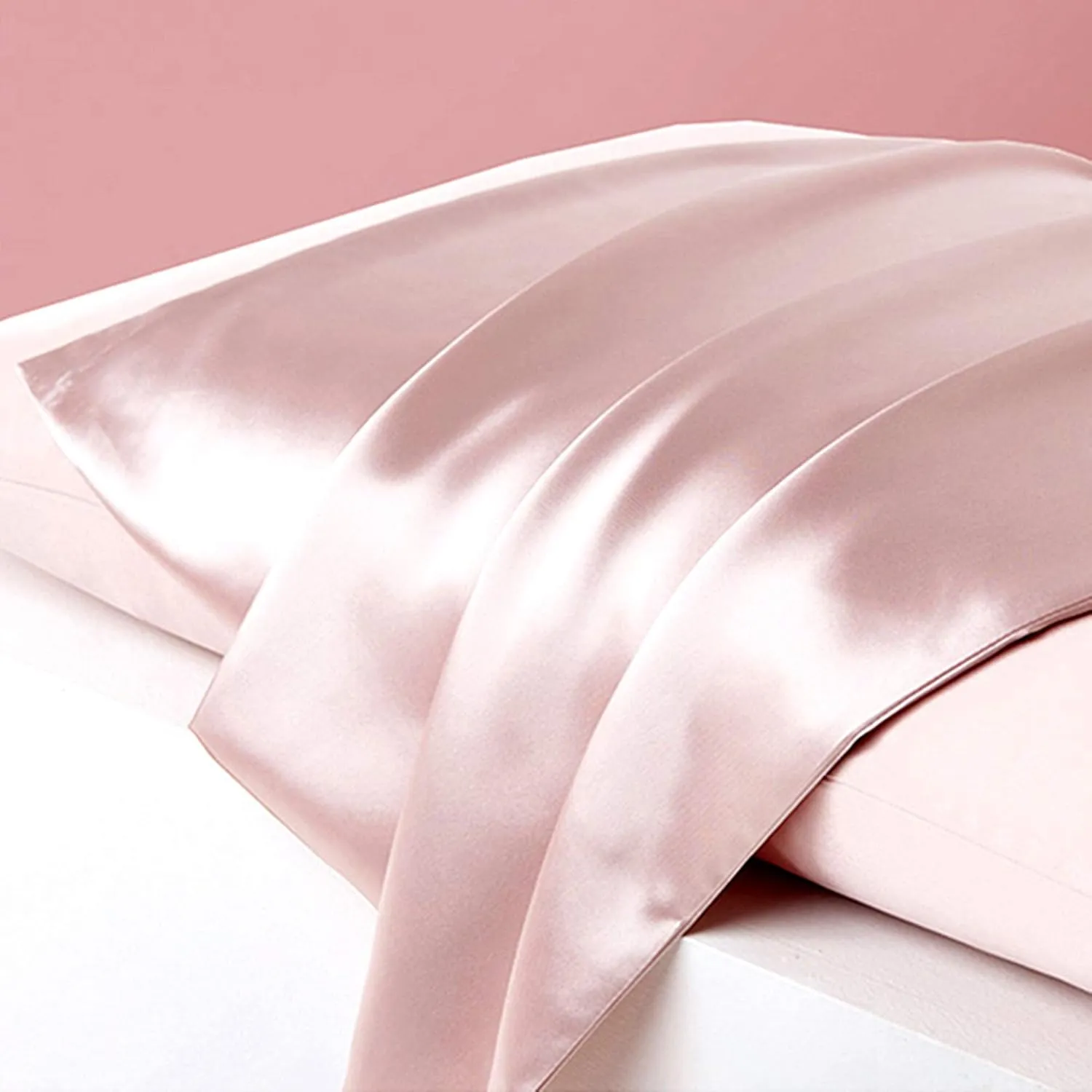 Pink Mulberry Silk Pillowcase Queen Size - 22 Momme Silk Pillow Case for Sleeping Women, Luxury Hypoallergenic Acne Pillow Case, Anti-Breakage Self-Care Item, Girly Gifts, 1 Pc 20"x30" (Queen, Pink)
