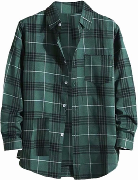 Plaid Shirts for Men Big and Tall Long Sleeve Snap Button Down Cotton Shirts with Pocket Regular Fit Work Tops