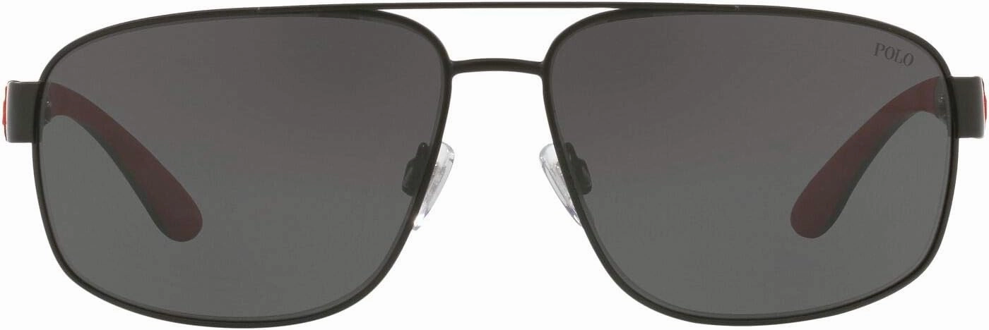 POLO RALPH LAUREN PH 3112 903887 Matte Black Metal Aviator Sunglasses Grey Lens